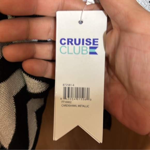 Black and White Chevron 3 ways to wear  Shaw metallic new one size fits all - Picture 7 of 7